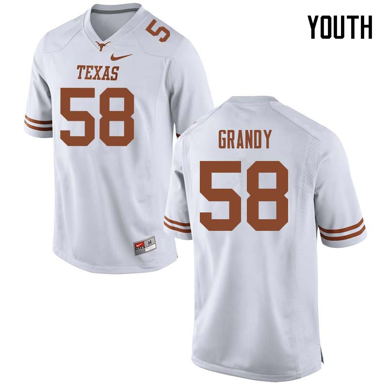 Youth #58 Mikey Grandy Texas Longhorns College Football Jerseys Sale-White